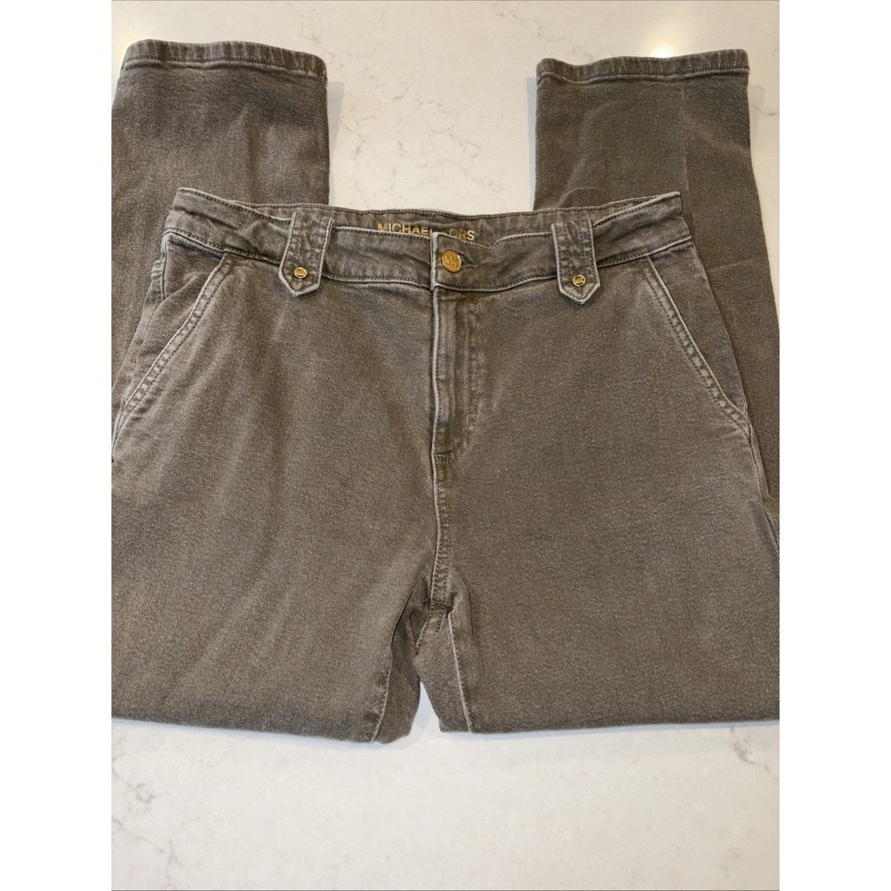 Michael Kors Olive Safari Green Jeans Womens 8 MK Straight Leg‎ Cropped